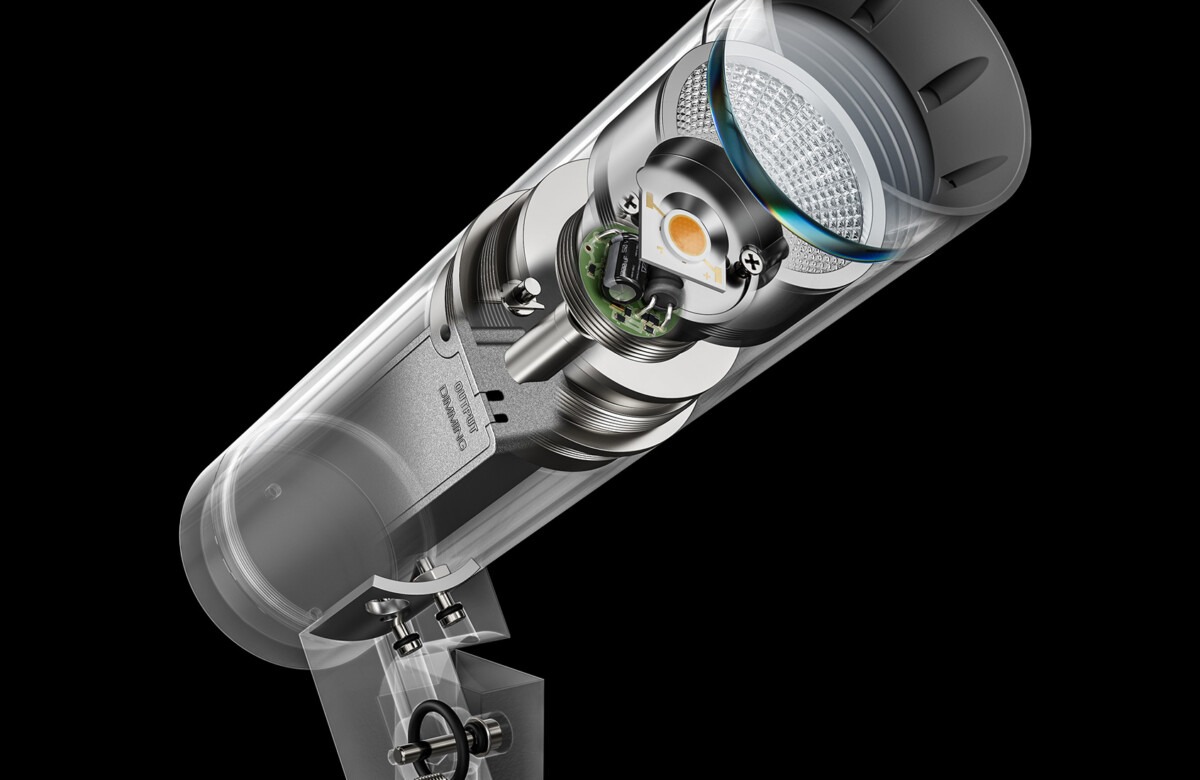 Detailed cutaway view of a 120-volt LED landscape lighting