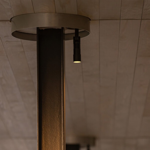 Building corner detailed with integrated LED outdoor fixtures