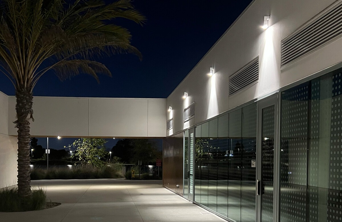 precision-engineered exterior lighting on an urban building